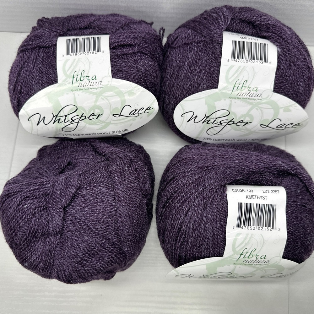 LOT of 4 FibraNatura Whisper Lace Color #109 Amethyst 70/30 Wool/Silk Blend